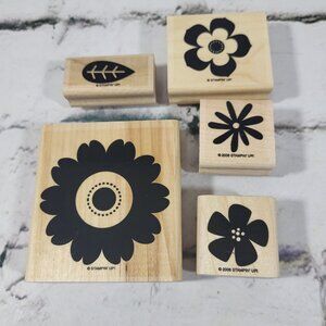 Stampin Up! Rubber Flower Stamps Set Of 5 Floral Design Wood-Mounted Crafting To